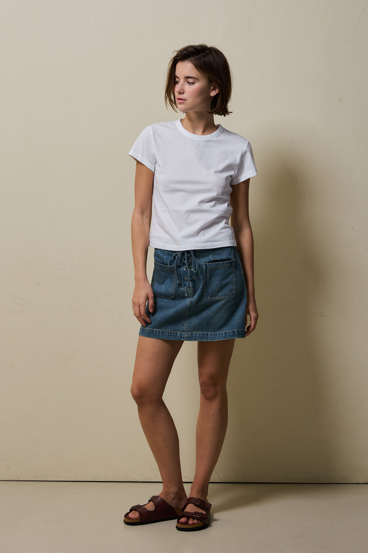 Cotton Basic Slim T-Shirt _ White