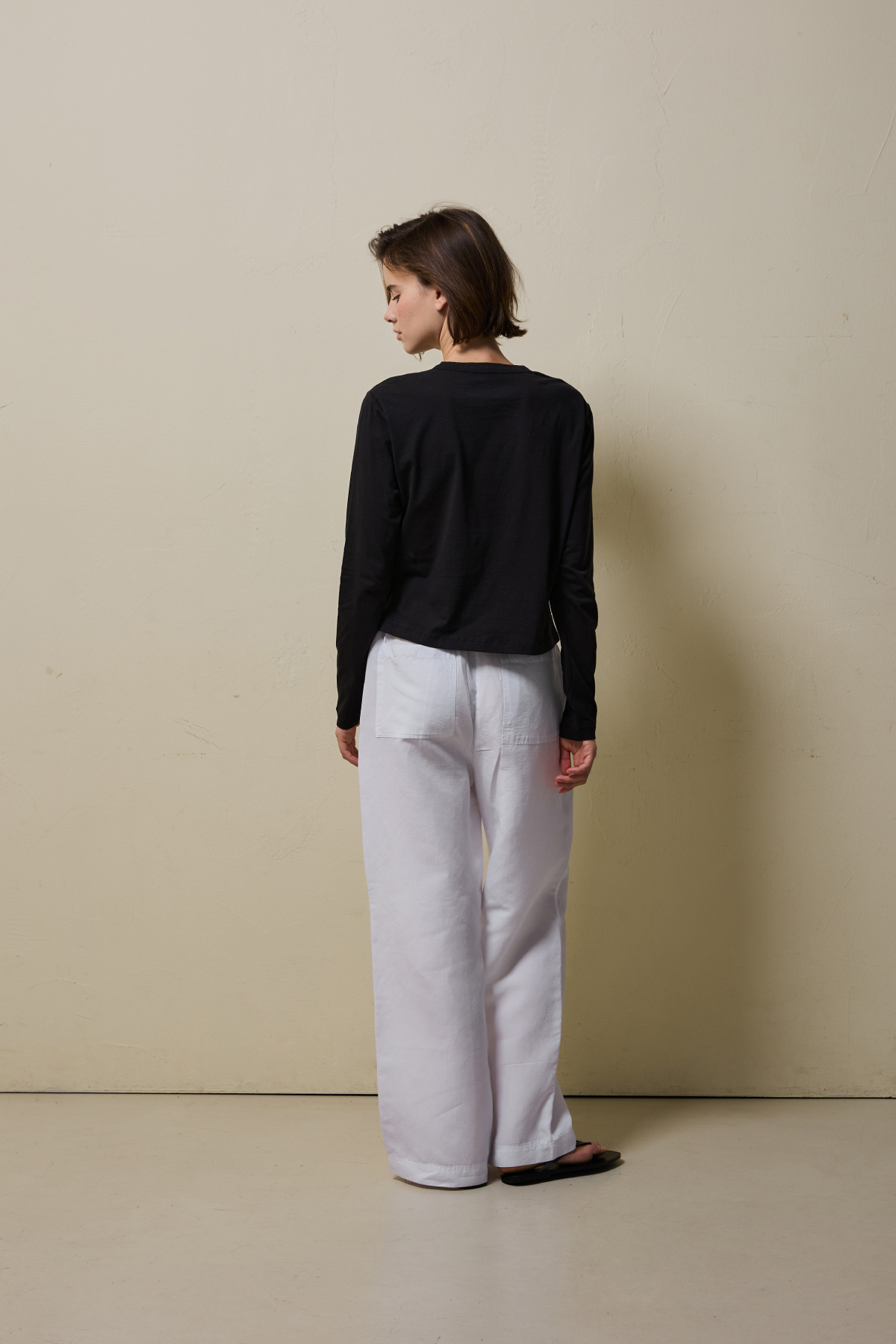 Tencel Linen Wide Banding Pants _ Pure White