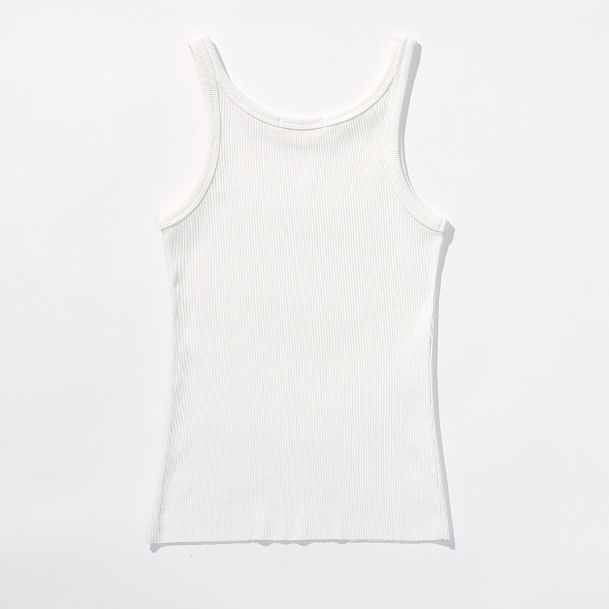Cotton Rib Slim Sleeveless Top _ Pure Ivory