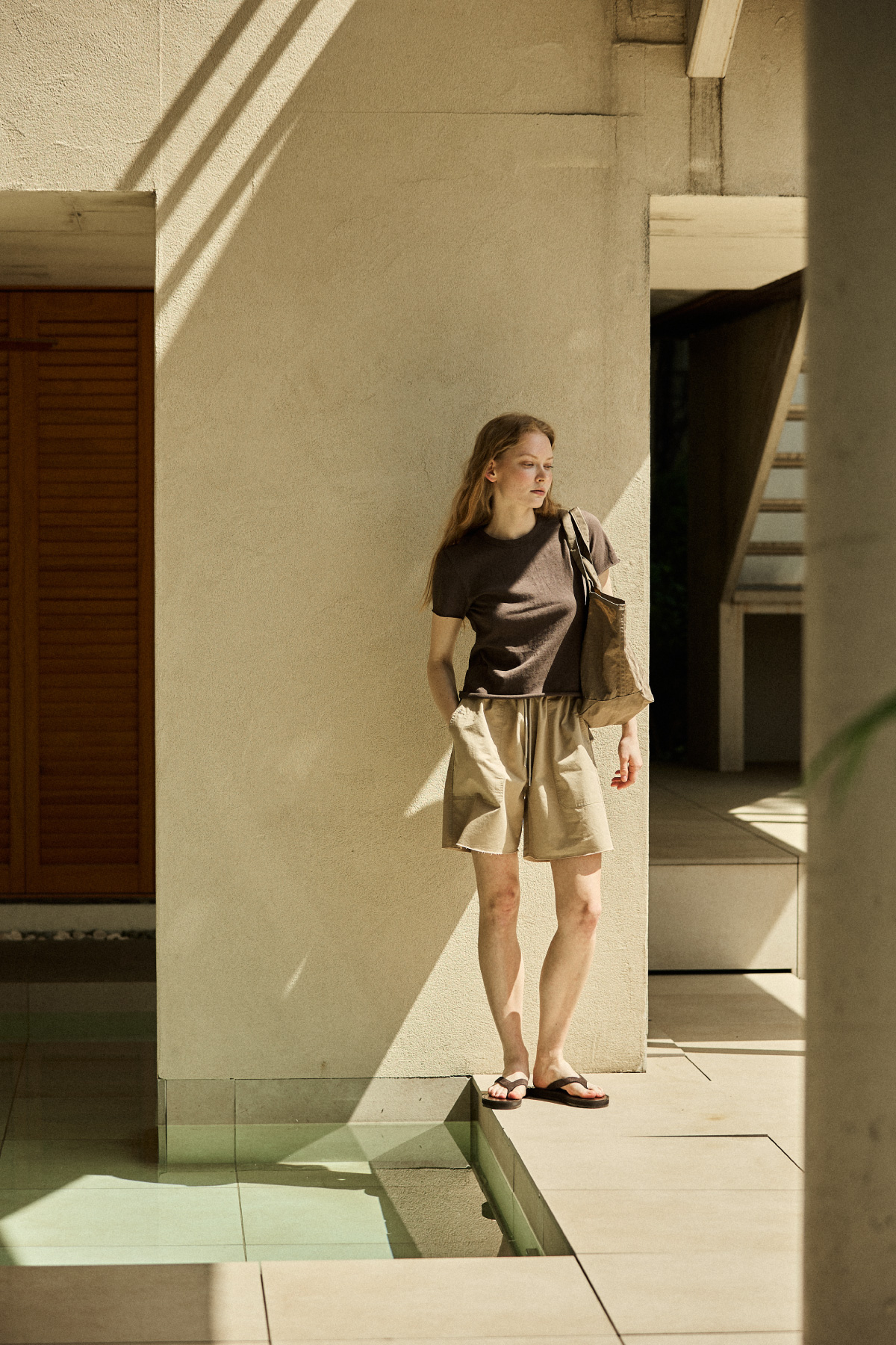 Cotton Jersey Rolled Edge T-Shirt _ Cocoa Brown