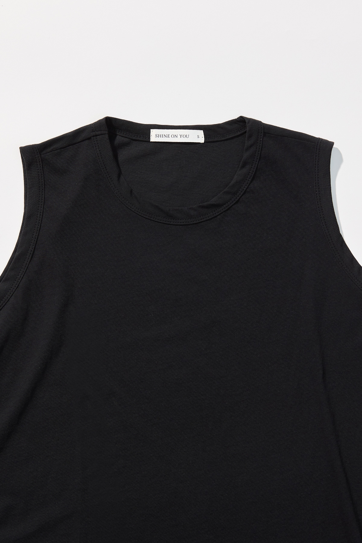 Cotton A-line Sleeveless Top _ Black