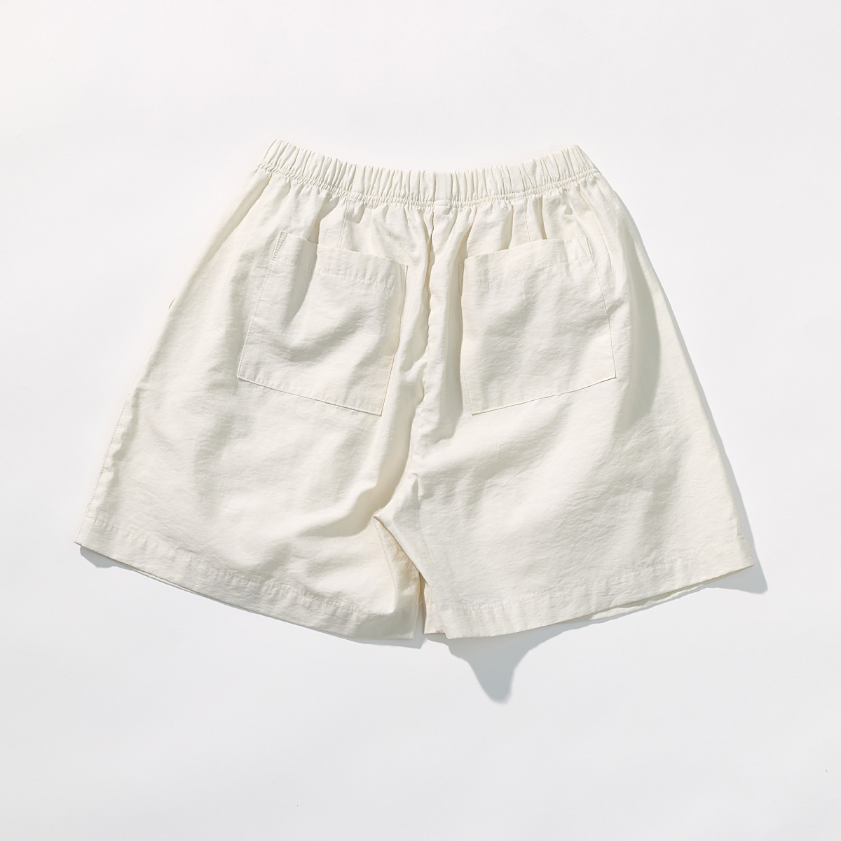 Cotton Blend Double Pleat Banding Shorts _ Pure Ivory