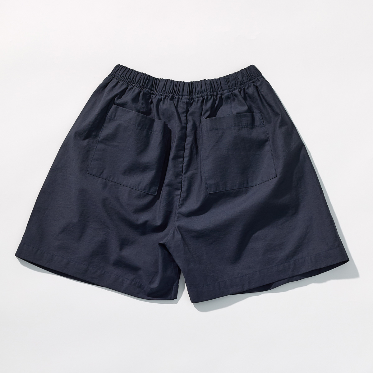 Cotton Blend Double Pleat Banding Shorts _ Deep Navy
