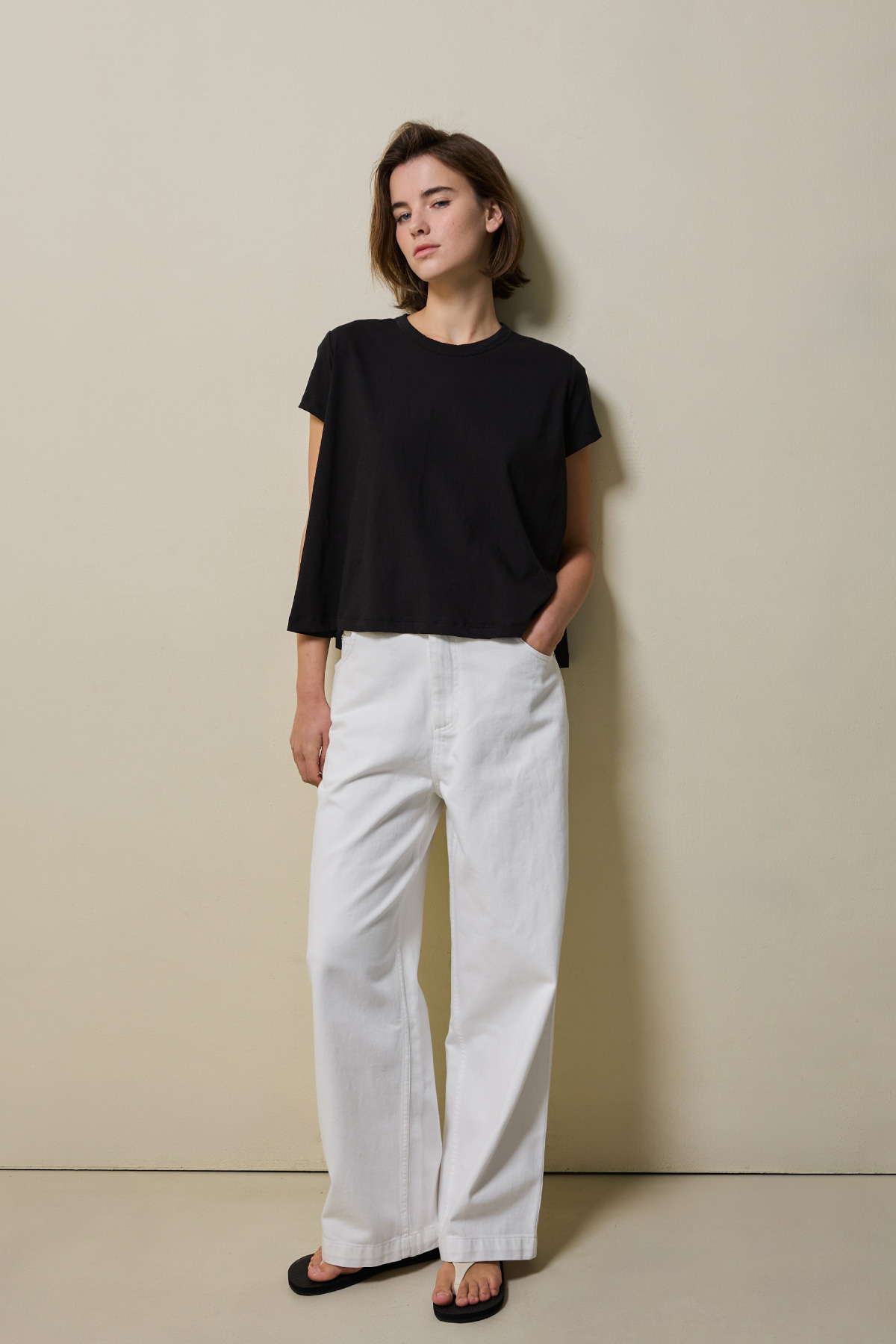 Cotton A-line Half Tee _ Black