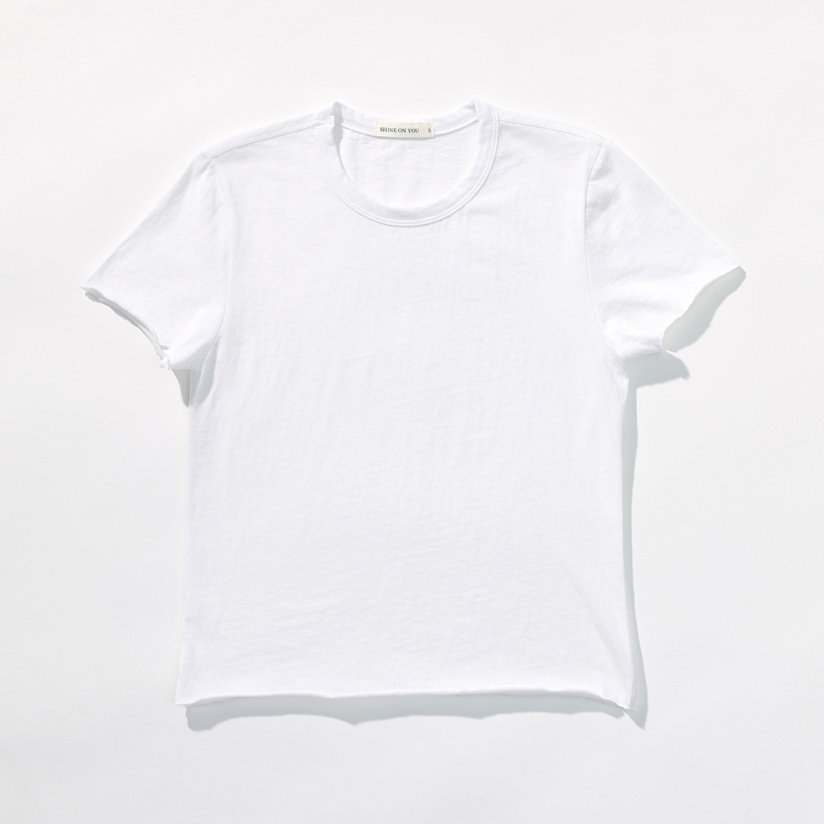 Cotton Jersey Rolled Edge T-Shirt _ Pure White