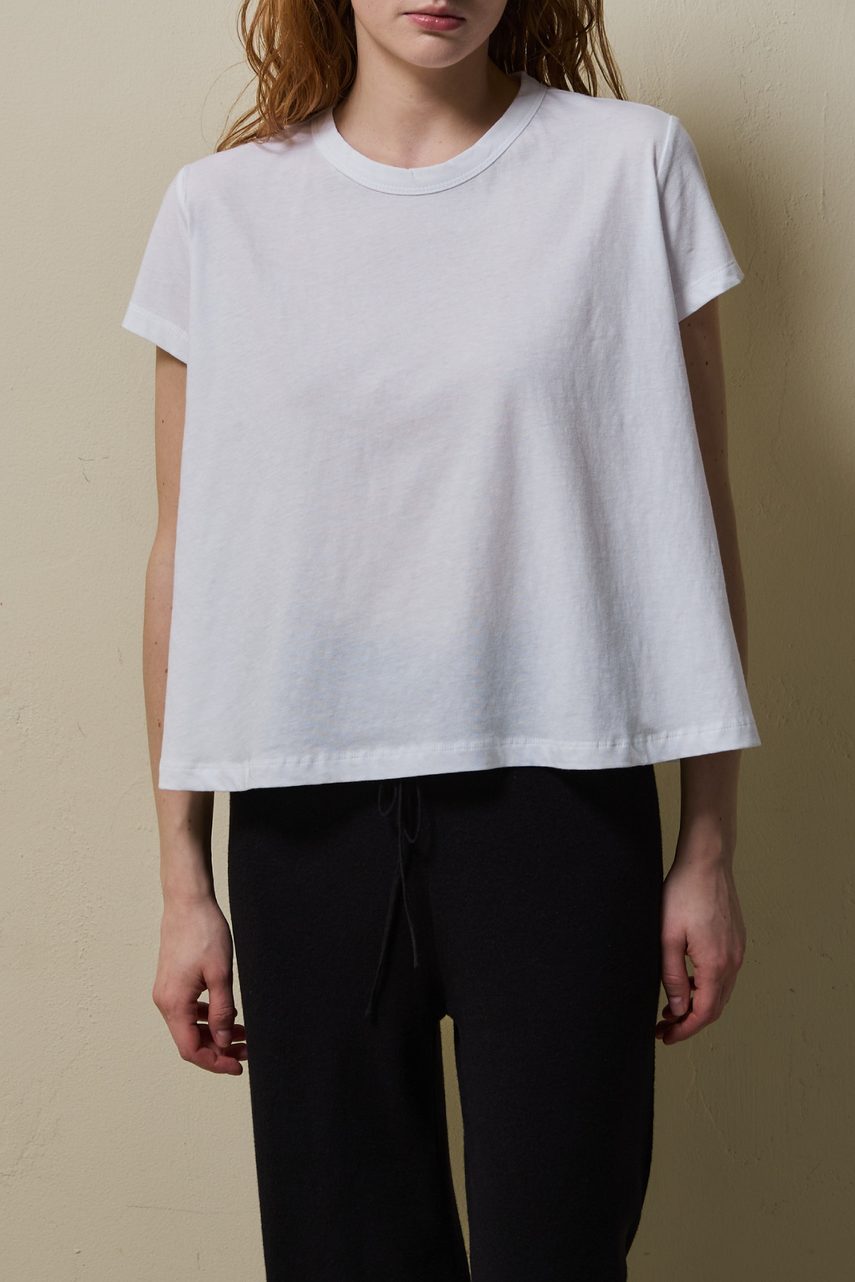 Cotton A-line Half Tee _ White