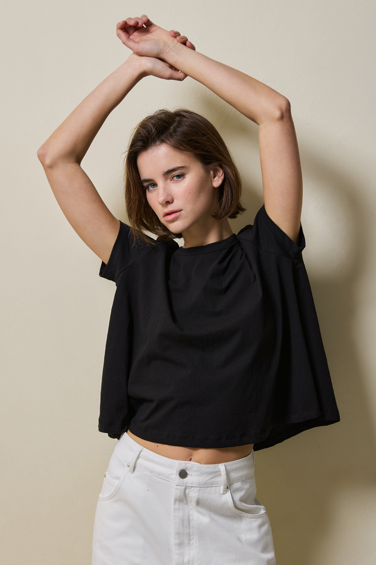 Cotton A-line Half Tee _ Black