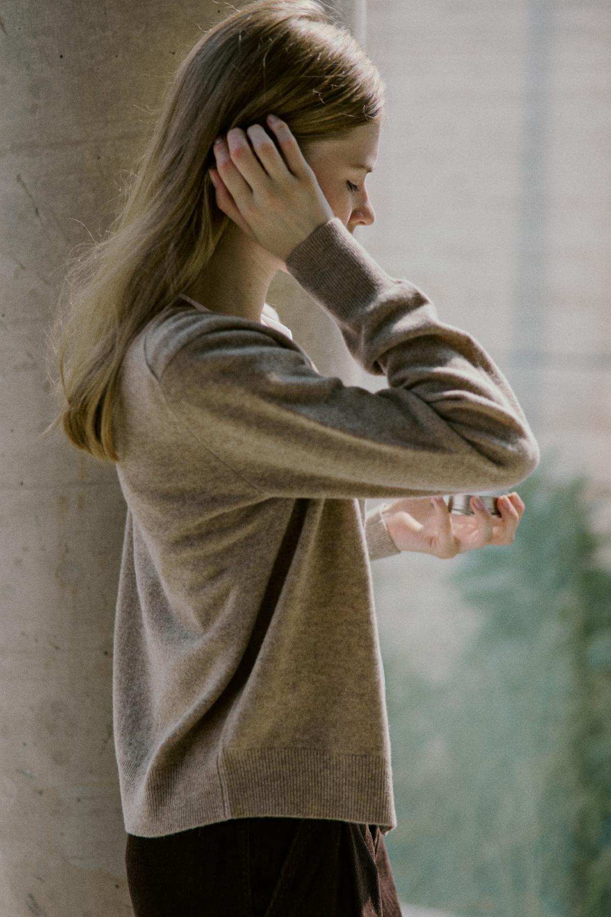 100%Merino Wool Basic Cardigan_Beige100%메리노 울 베이직 가디건_베이지