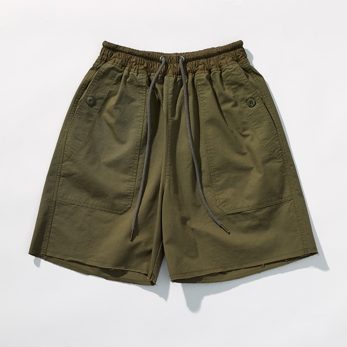 Cotton Utility Banding Half Pants _ Deep Olive