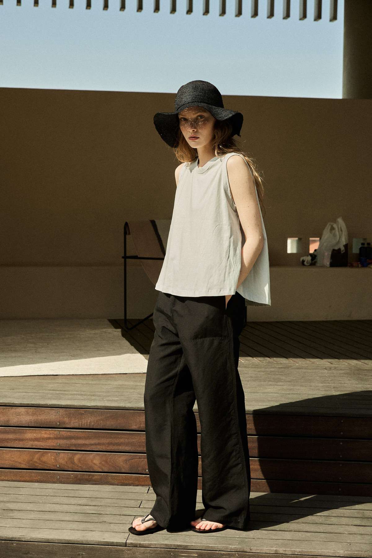 Cotton A-line Sleeveless Top _ Light Grey