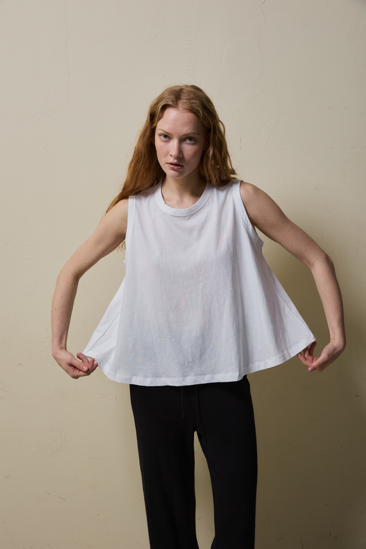 Cotton A-line Sleeveless Top _ White