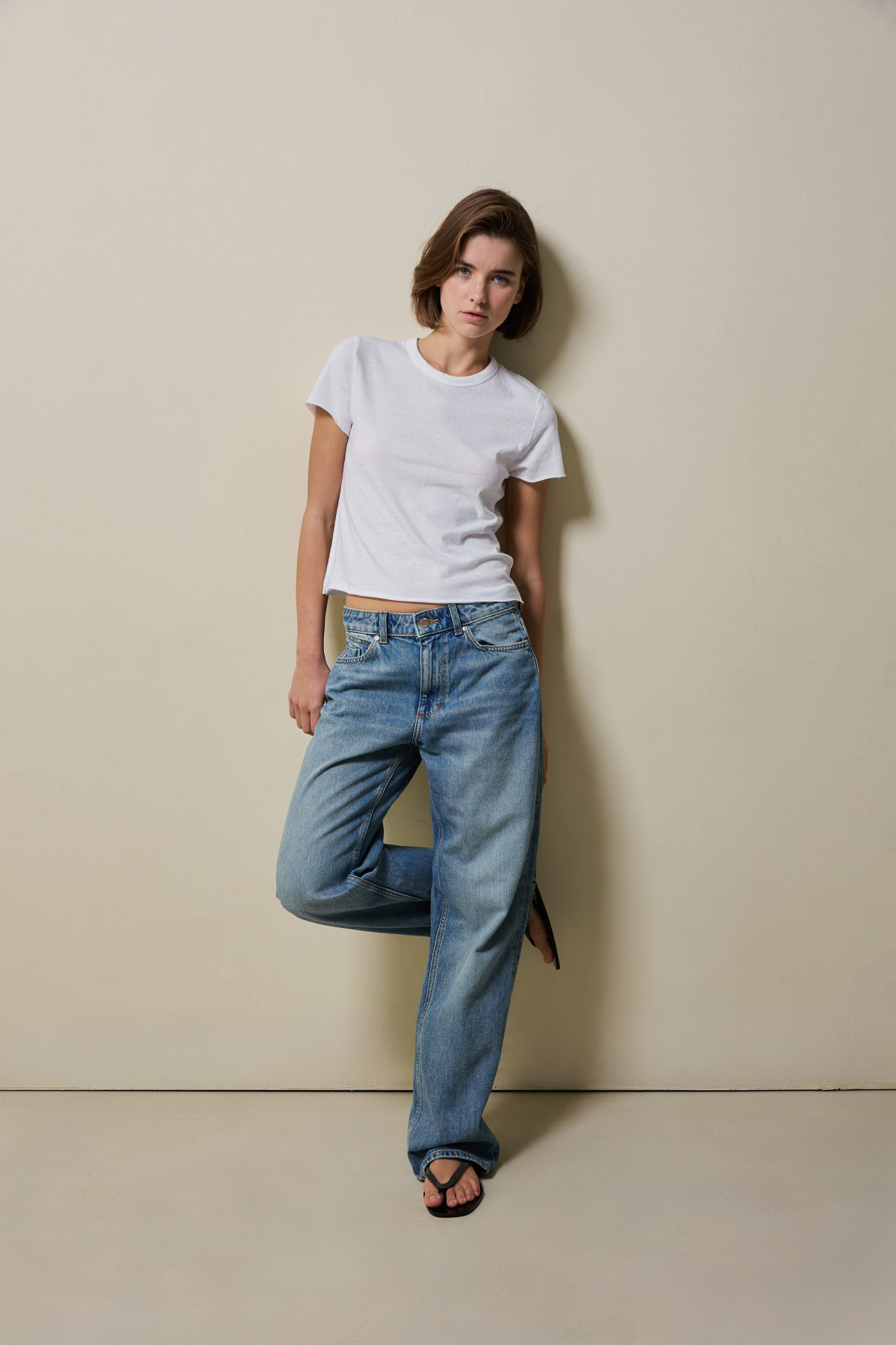 Cotton Jersey Rolled Edge T-Shirt _ Pure White