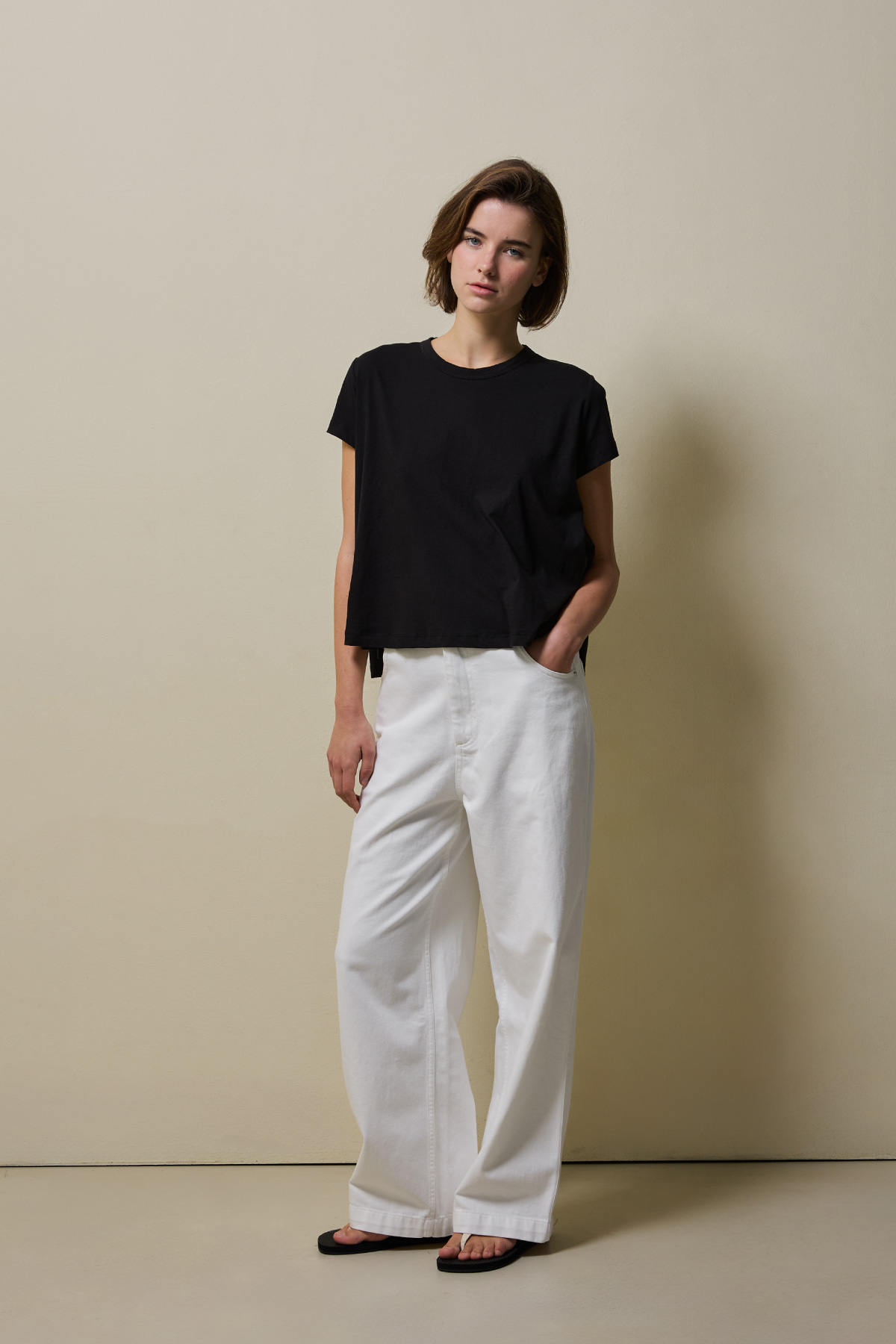 Cotton A-line Half Tee _ Black