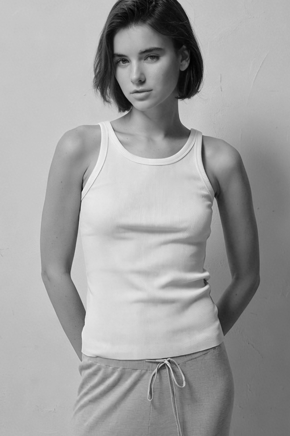 Cotton Rib Slim Sleeveless Top _ Pure Ivory