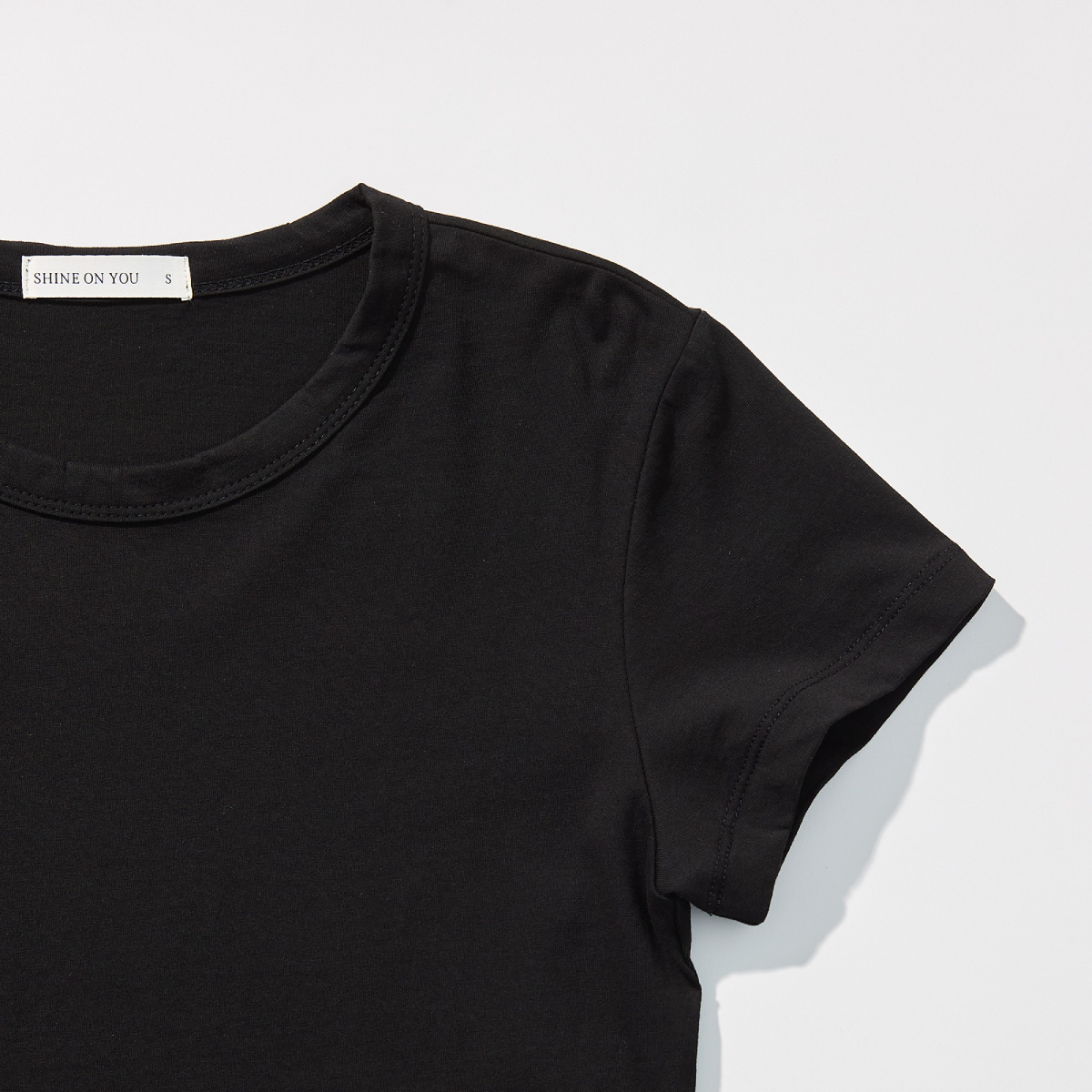 Cotton Basic Slim T-Shirt _ Black