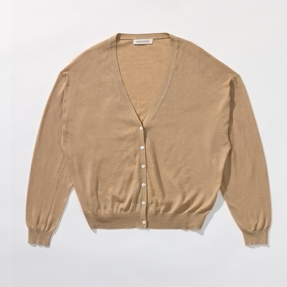 Linen Cotton Loose Fit Knit Cardigan _ Neutral Beige