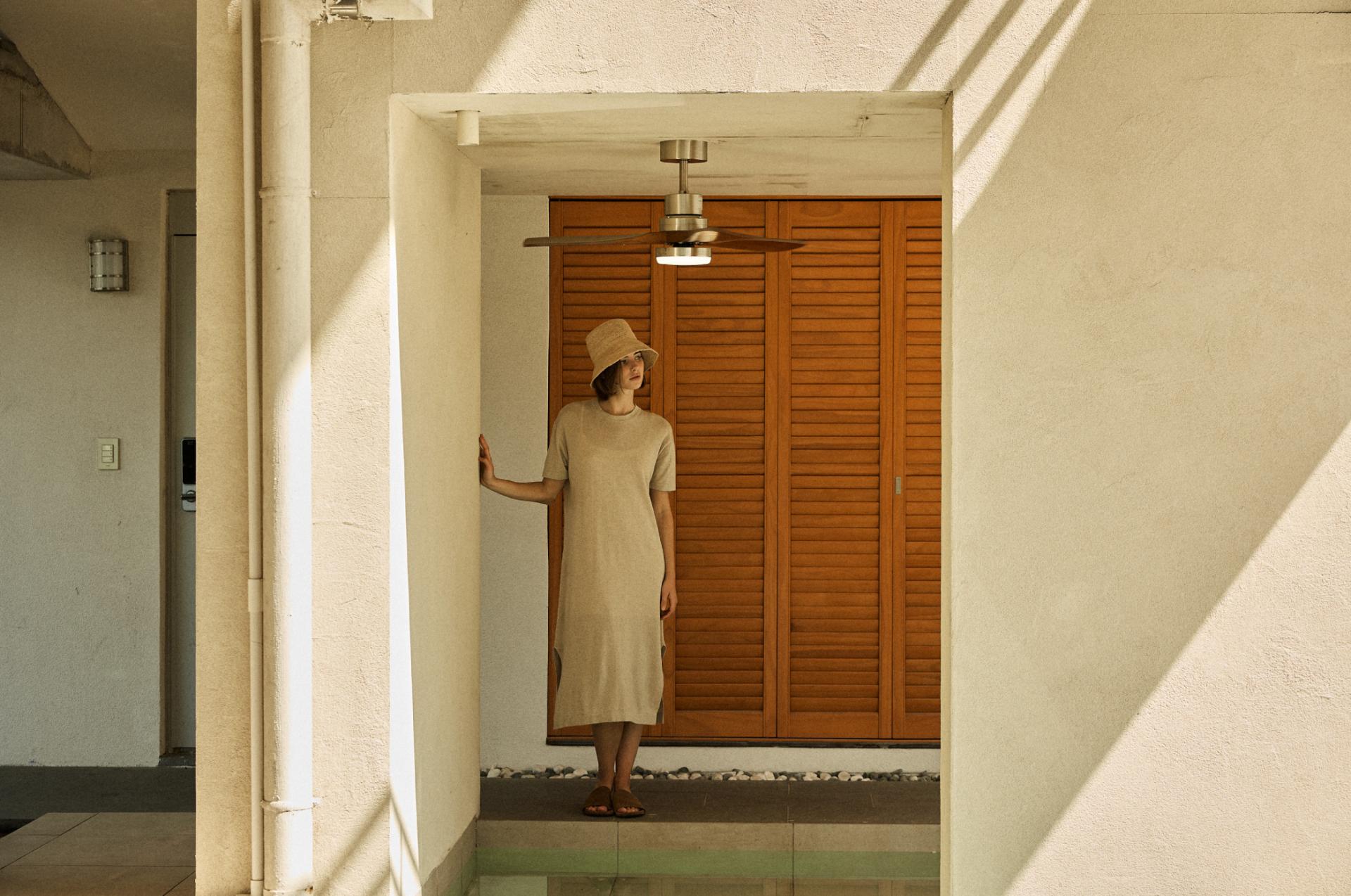 Linen Cotton Knit Long Dress (Slip Set) _ Sand Beige