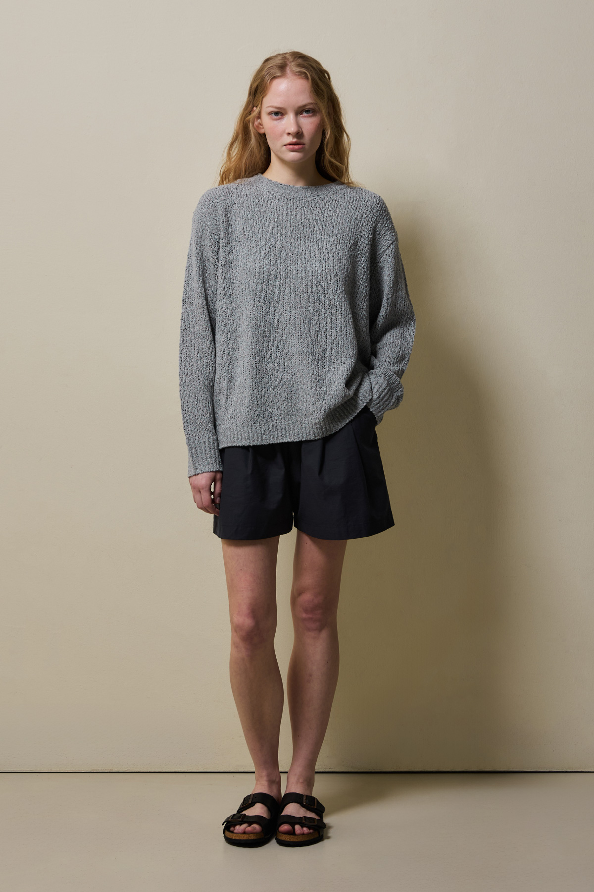 Cotton Blend Loose Knit _ Mélange Grey