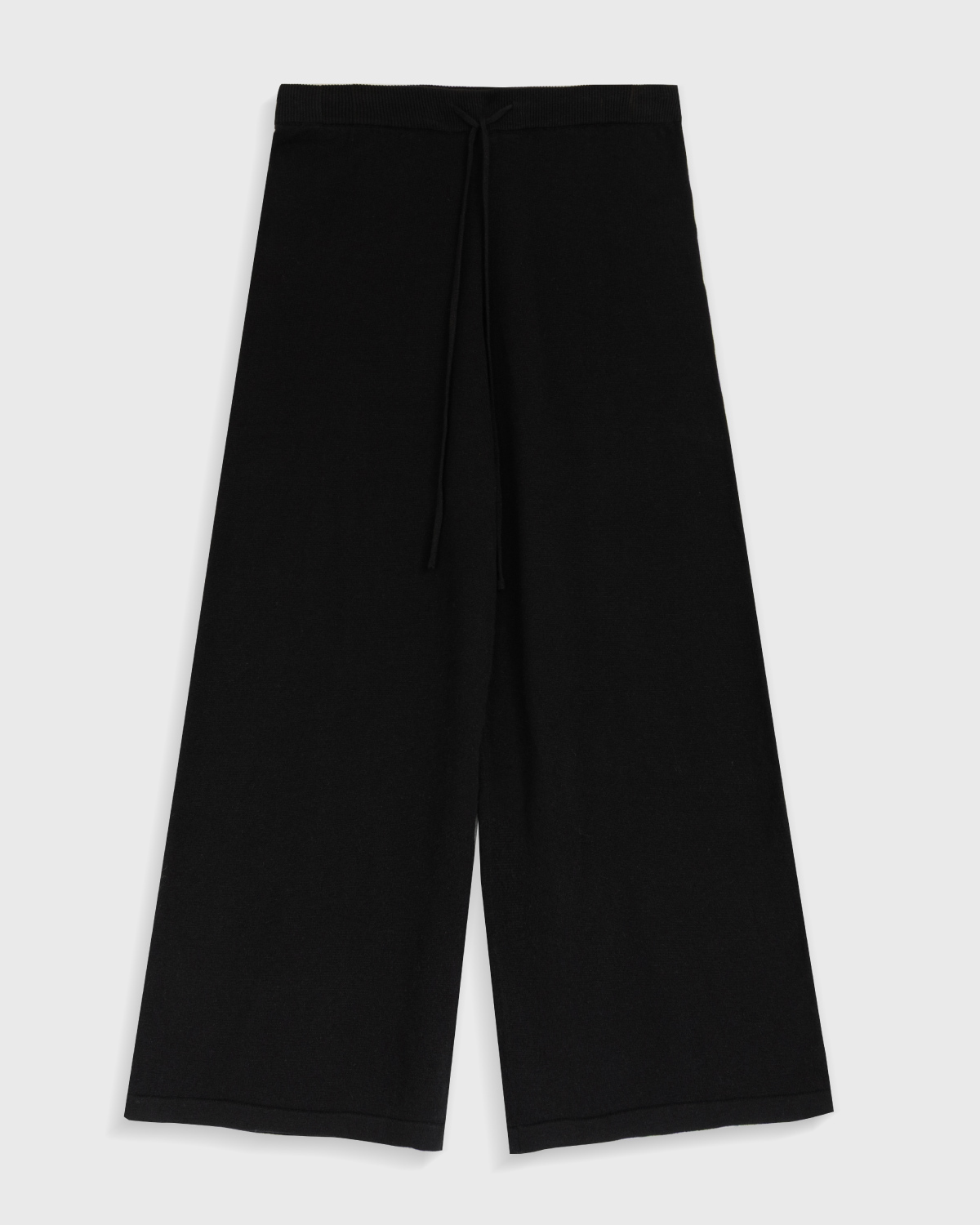 Linen Cotton Knit Straight Pants _ Pure Black