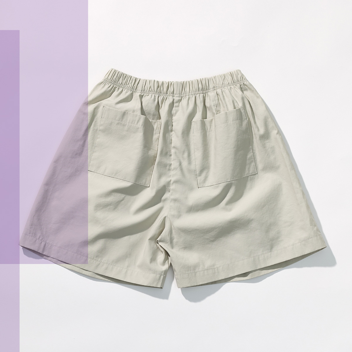 Cotton Blend Double Pleat Banding Shorts _ Soft Stone
