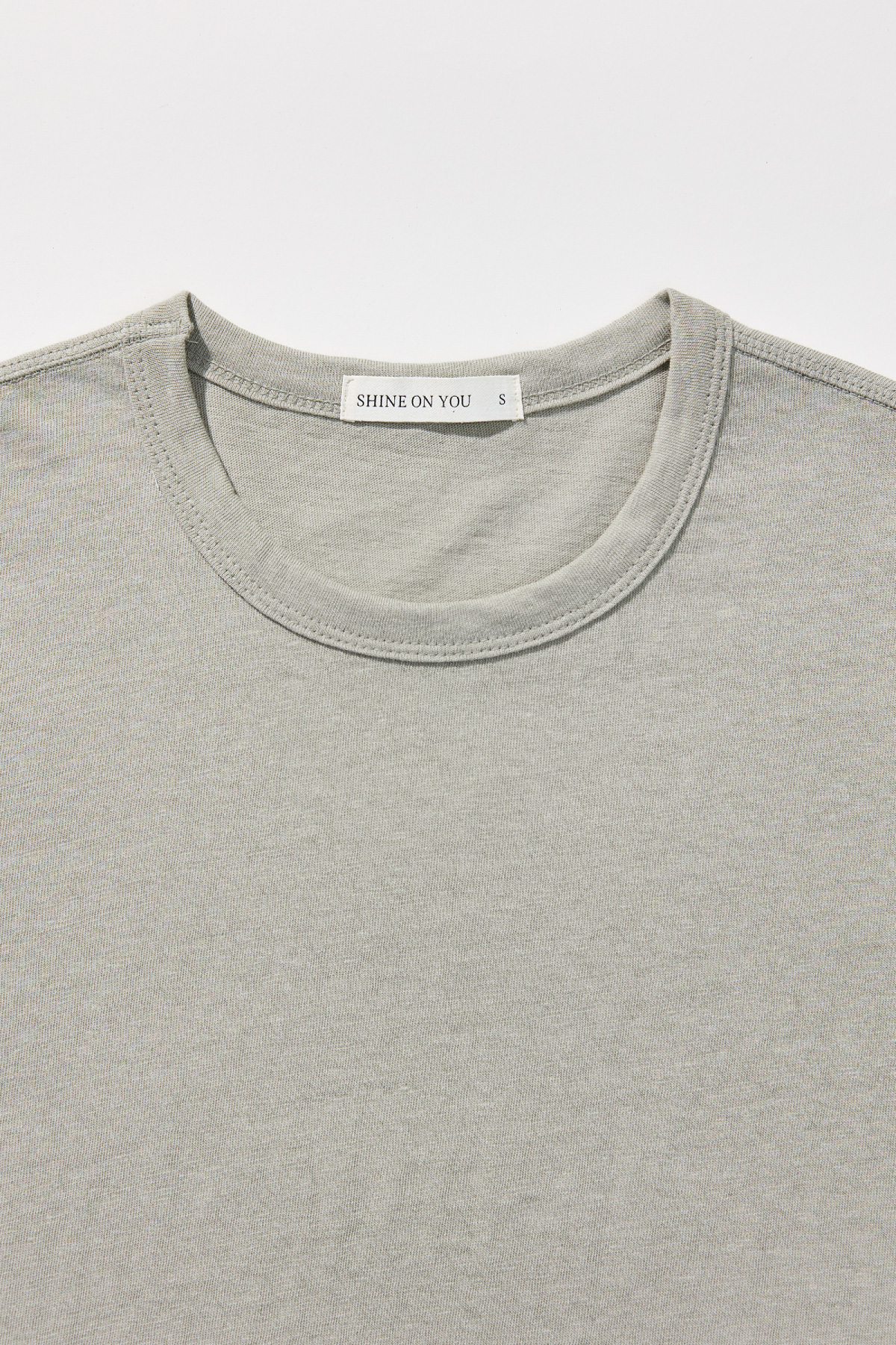 Cotton Jersey Rolled Edge T Shirt _ Olive Grey