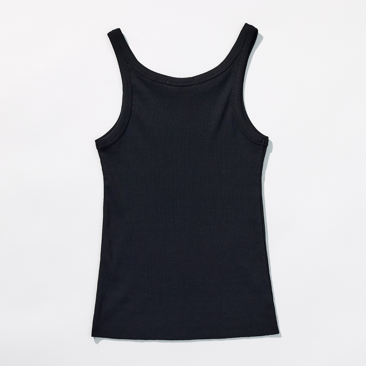 Cotton Rib Slim Sleeveless Top _ Black