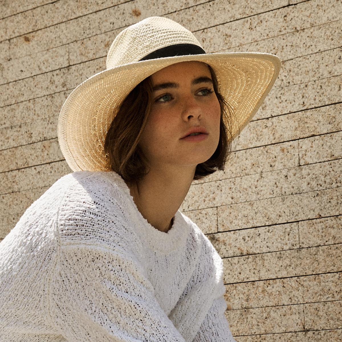 Natural Brim Straw Hat _ Creamy Ivory