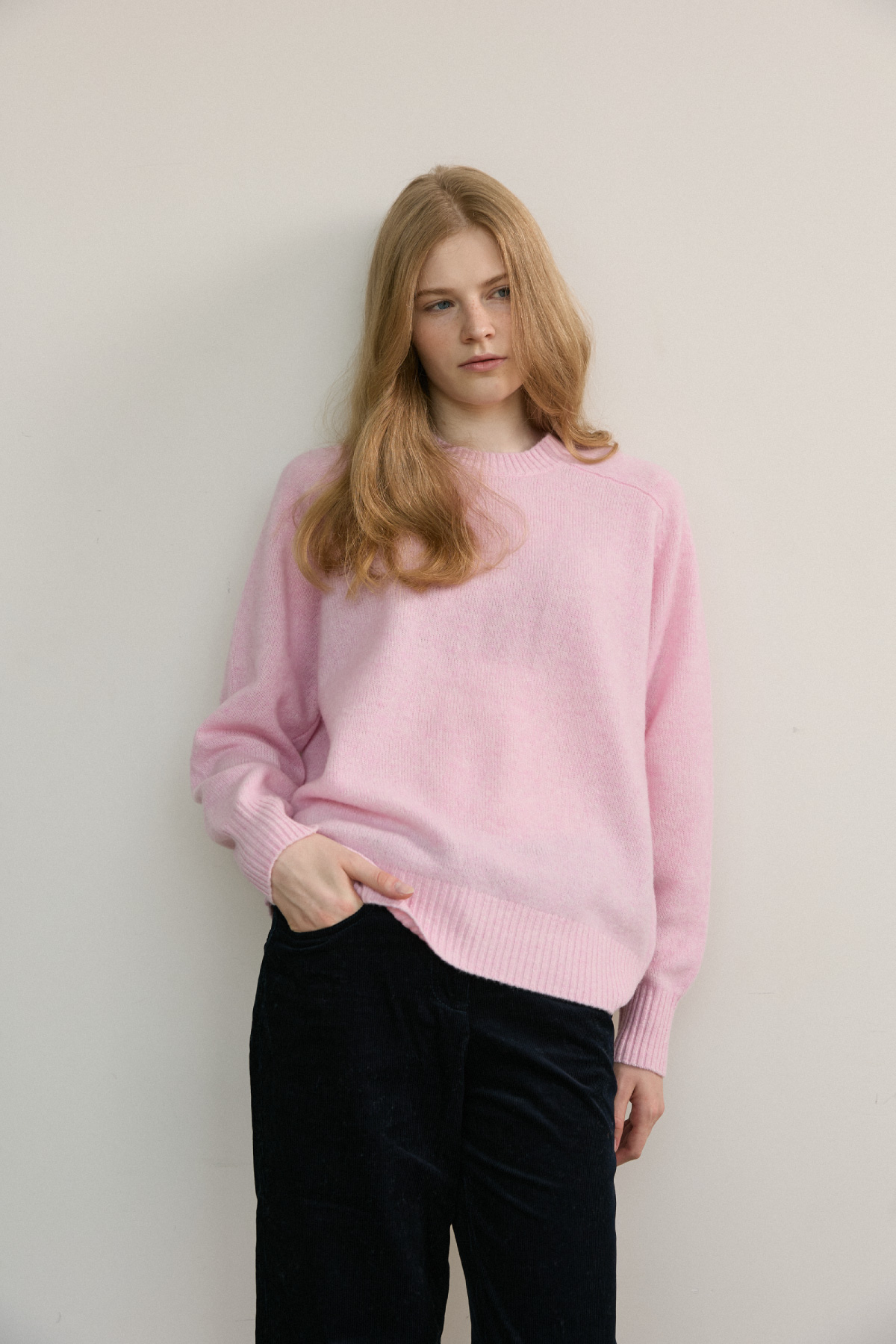 100%RWS Extrafine Merino Raglan Knit_Pink,Sky Blue,Ivory 100%RWS 엑스트라파인 메리노 나그랑 니트_핑크,스카이블루,아이보리