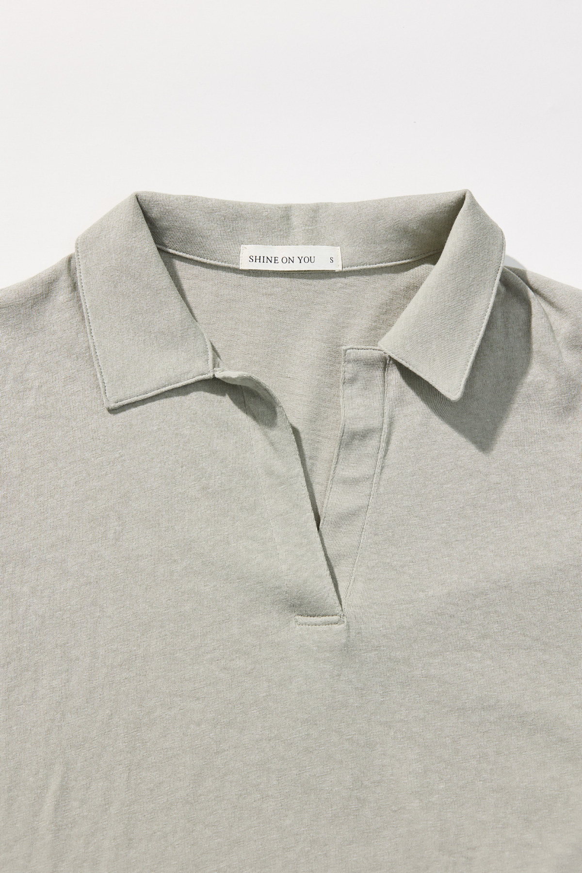 Cotton Jersey Collared T-Shirt _ Olive Grey
