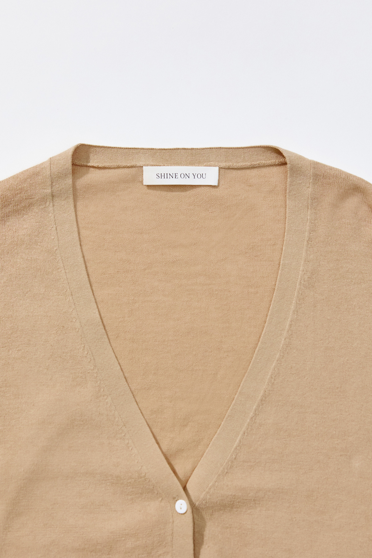 Linen Cotton Loose Fit Knit Cardigan _ Neutral Beige