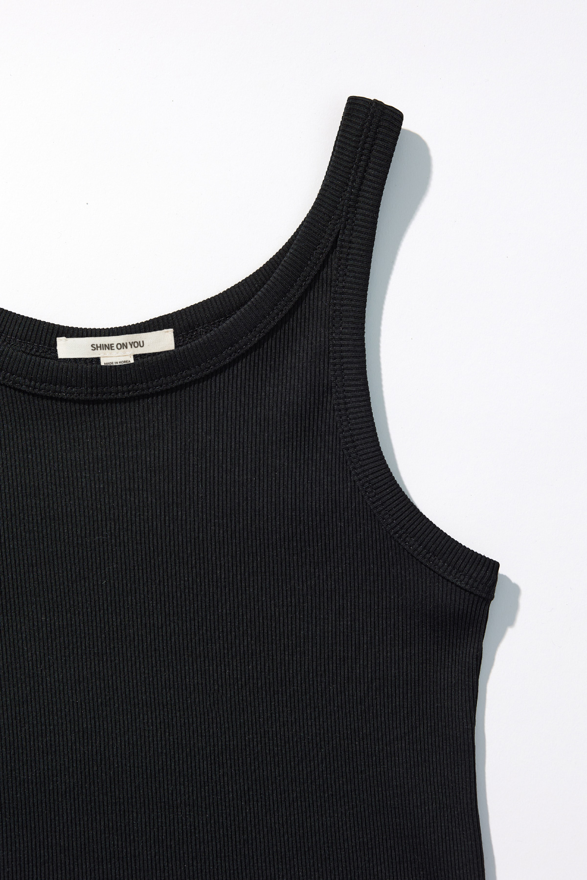 Cotton Rib Slim Sleeveless Top _ Black