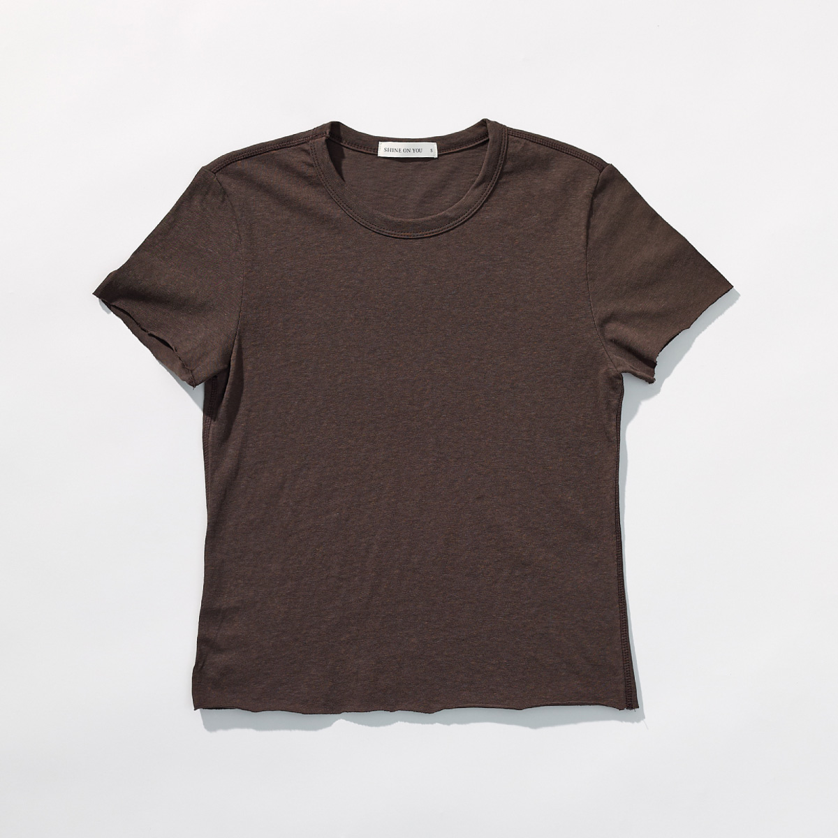 Cotton Jersey Rolled Edge T-Shirt _ Cocoa Brown