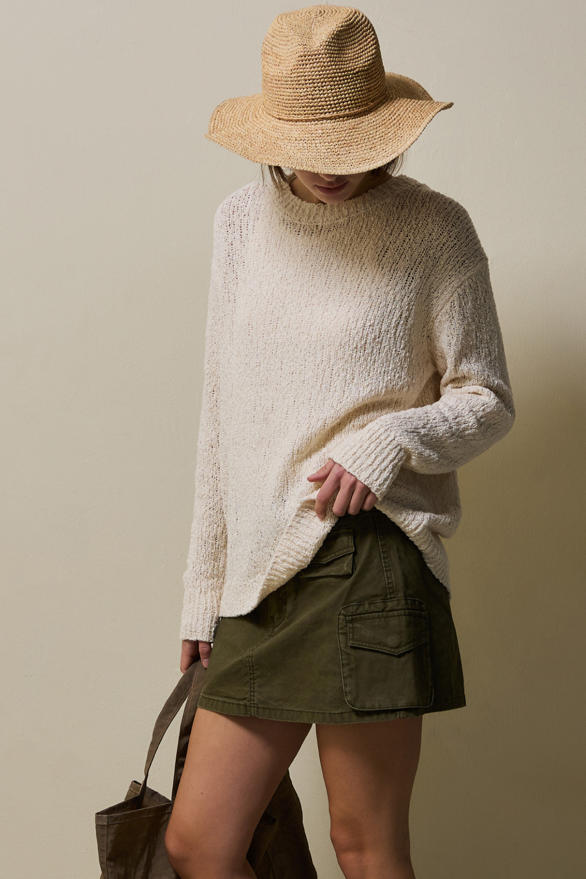 Cotton Blend Loose Knit _ Light Beige
