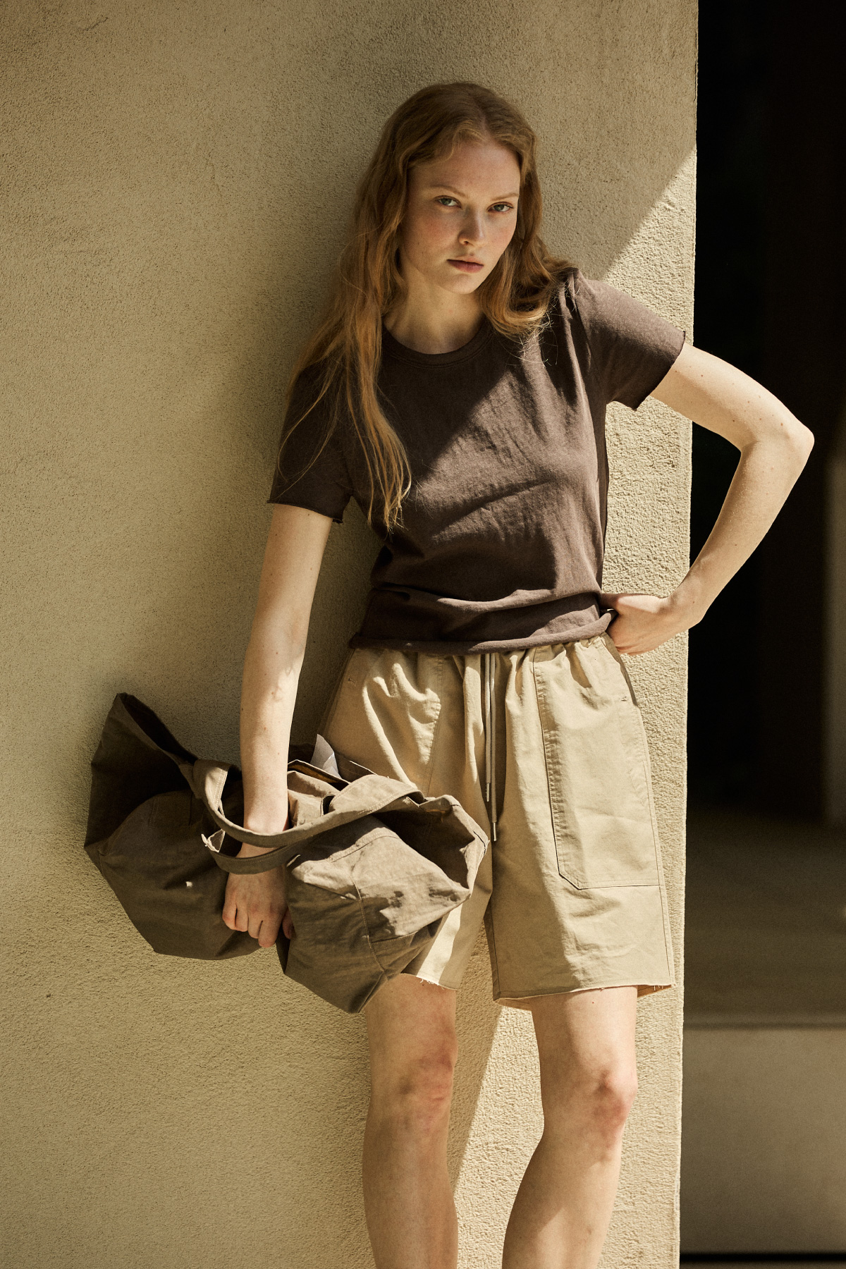 Cotton Jersey Rolled Edge T-Shirt _ Cocoa Brown