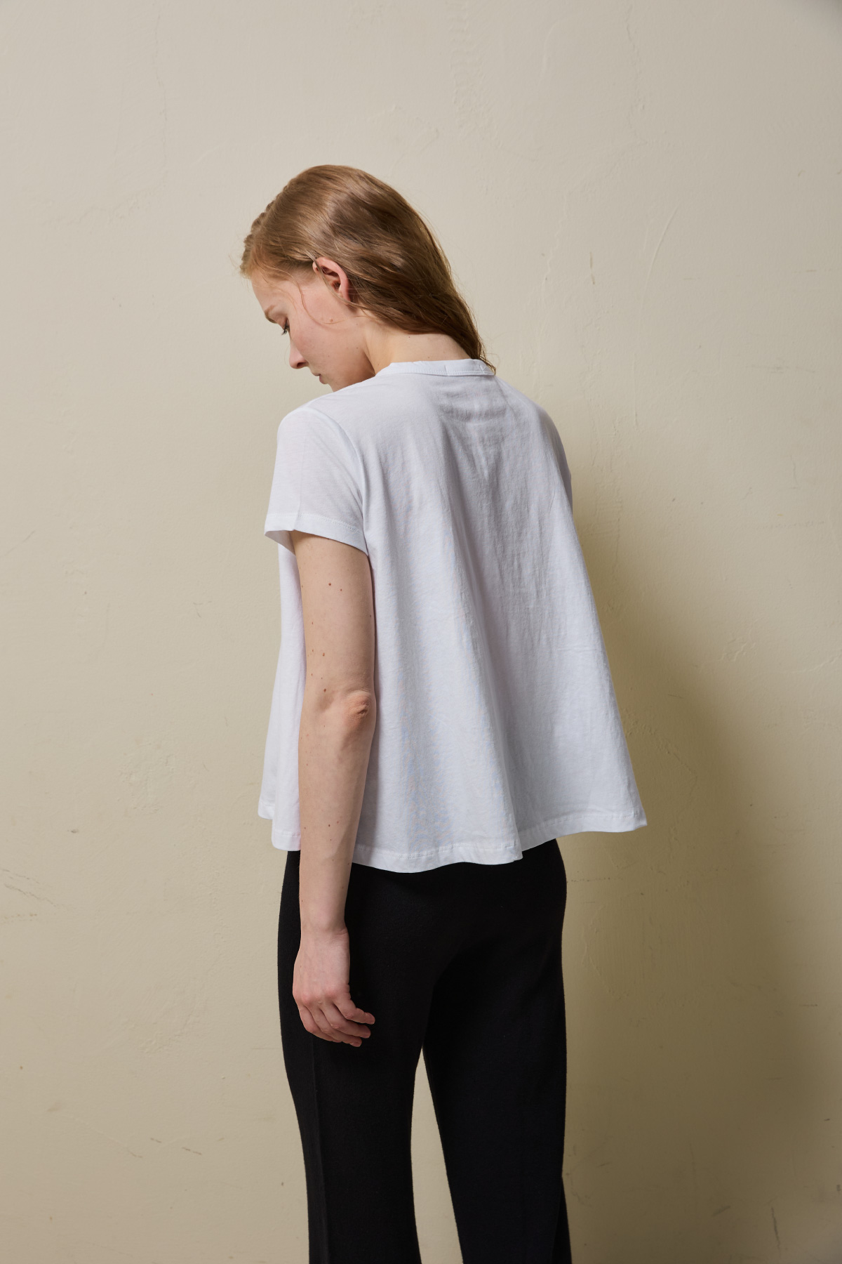 Cotton A-line Half Tee _ White