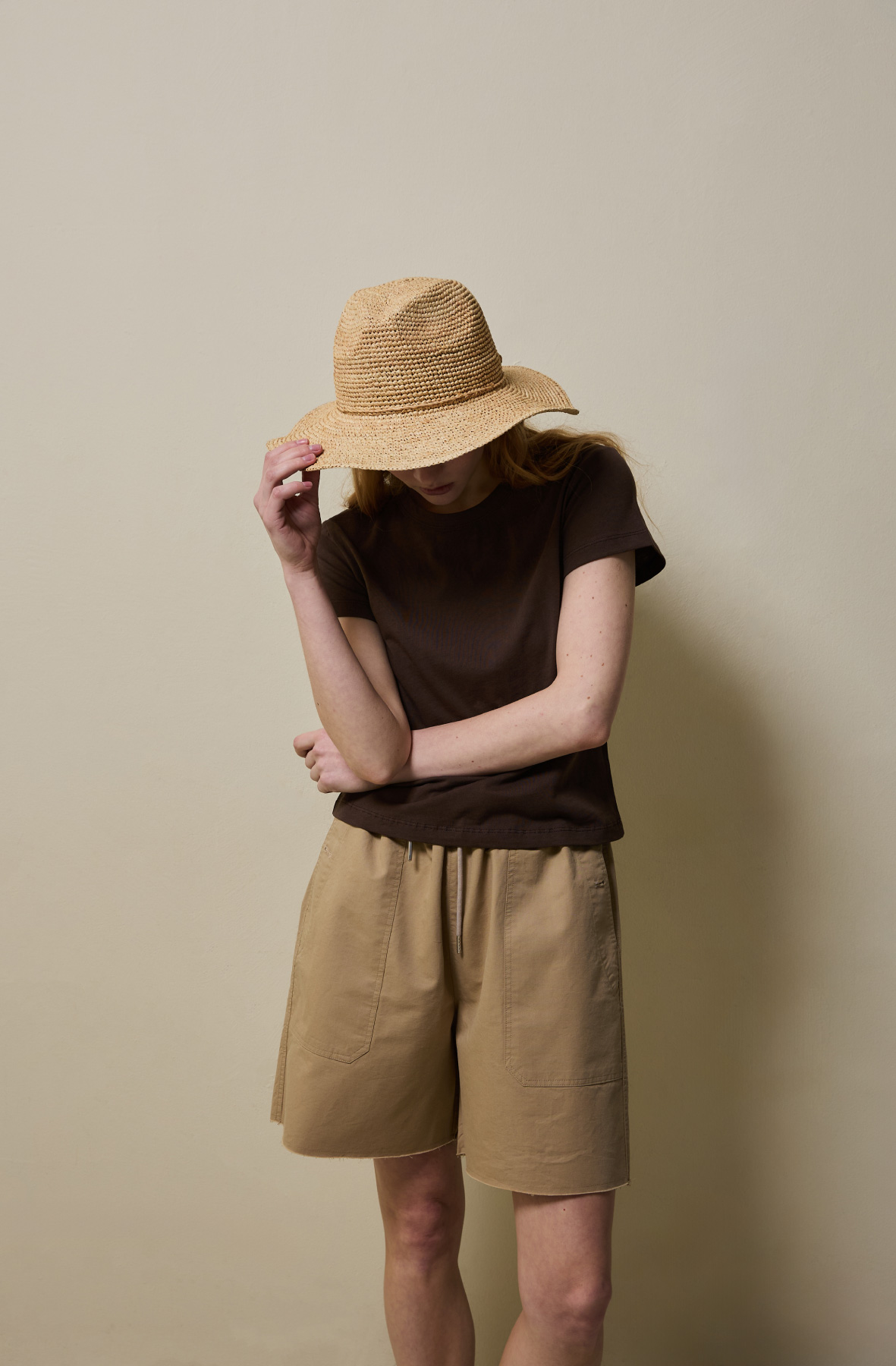 Cotton Utility Banding Half Pants _ Sand Camel
