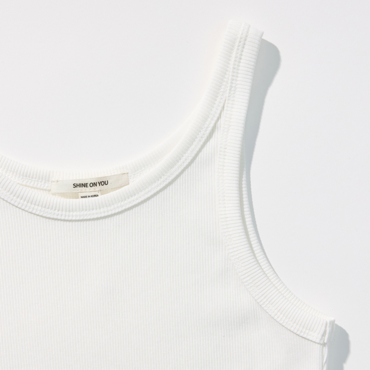Cotton Rib Slim Sleeveless Top _ Pure Ivory