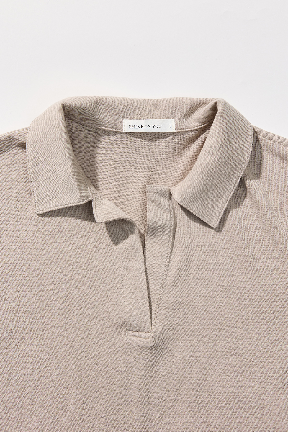 Cotton Jersey Collared T-Shirt _ Neutral Beige