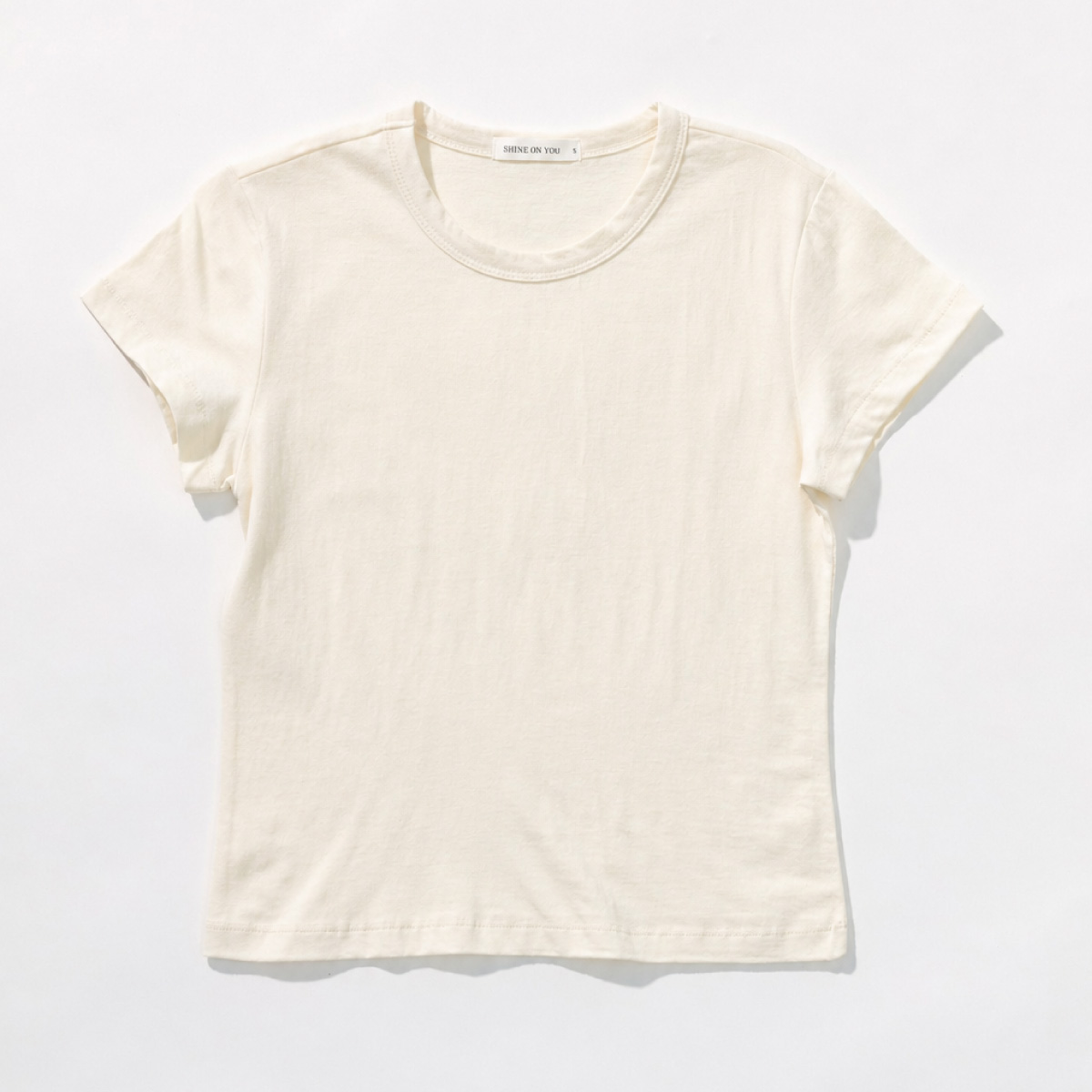Cotton Basic Slim T-Shirt _ Butter Cream