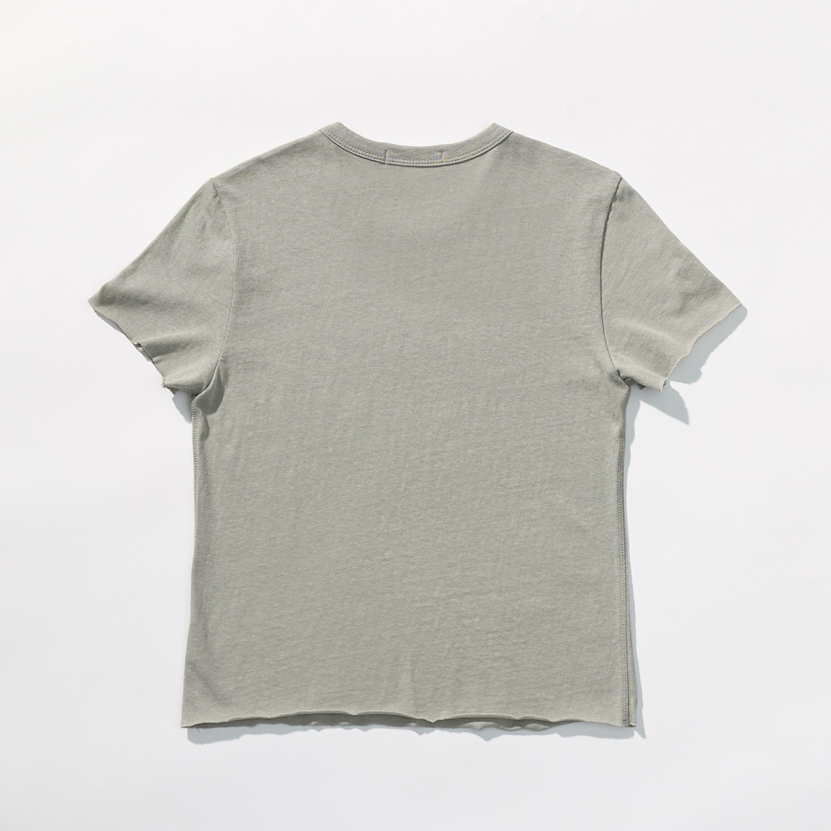 Cotton Jersey Rolled Edge T Shirt _ Olive Grey