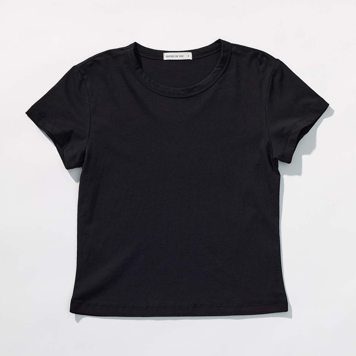 Cotton Basic Slim T-Shirt _ Black