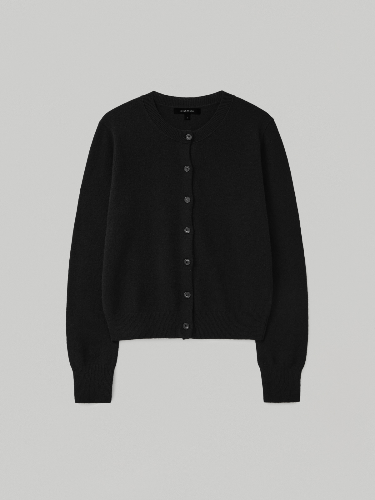 100%Merino Wool Basic Cardigan_Black100%메리노 울 베이직 가디건_블랙