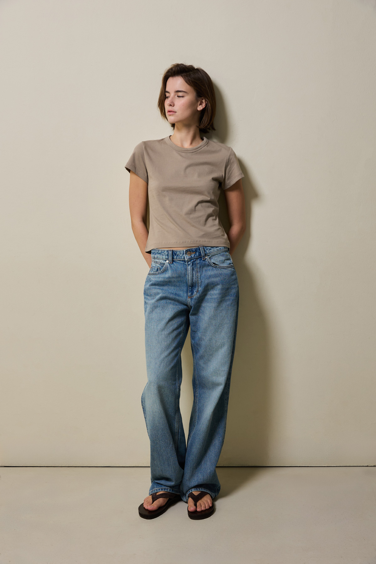 Cotton Basic Slim T-Shirt _ Dusty Taupe