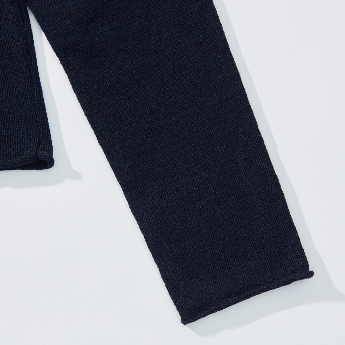 Airy Linen Blend Slim Knit Hoodie _ Deep Navy