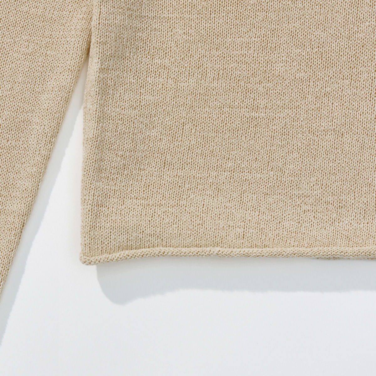 Airy Linen Blend Slim Knit Hoodie _ Soft Light Beige