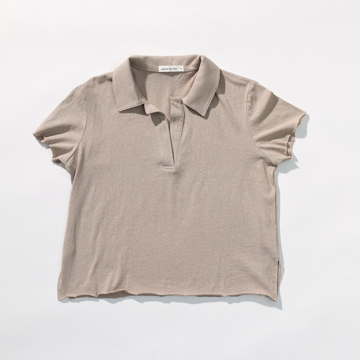 Cotton Jersey Collared T-Shirt _ Neutral Beige