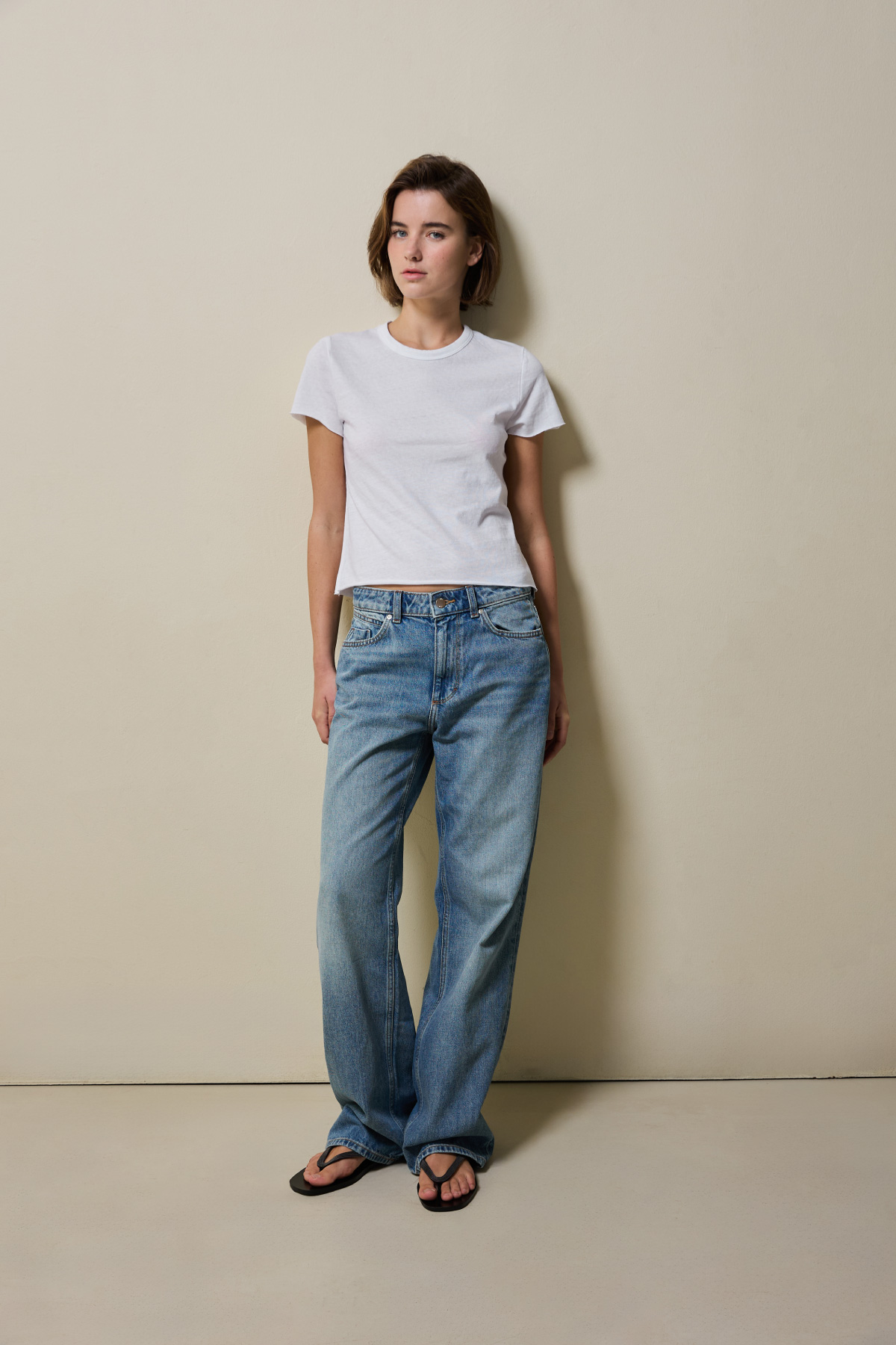 Cotton Jersey Rolled Edge T-Shirt _ Pure White