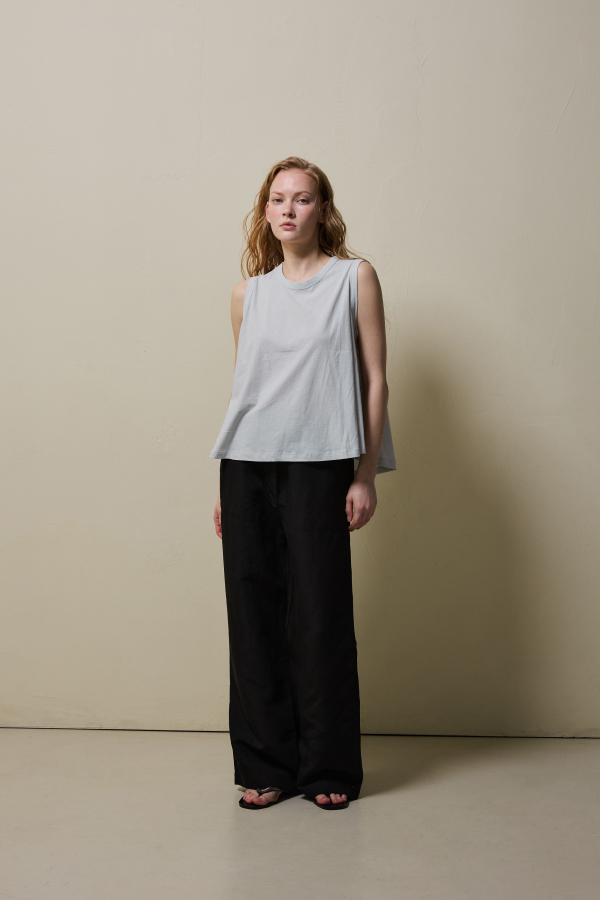 Cotton A-line Sleeveless Top _ Light Grey