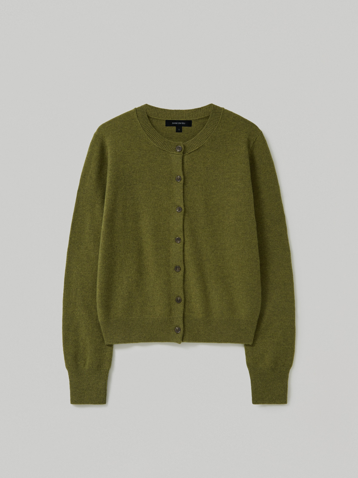 100% Merino Wool Basic Cardigan_Olive100% 메리노 울 베이직 가디건_올리브