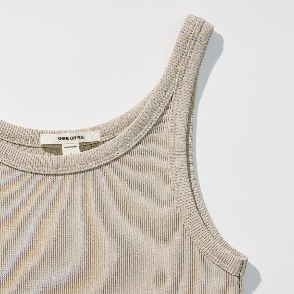 Cotton Rib Slim Sleeveless Top _ Sand Beige